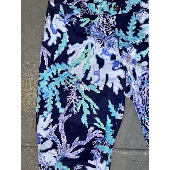 Lilly Pulitzer Women’s Dark Blue Seaweed Pattern Cotton Capri Size 12 - Picture 4 of 8